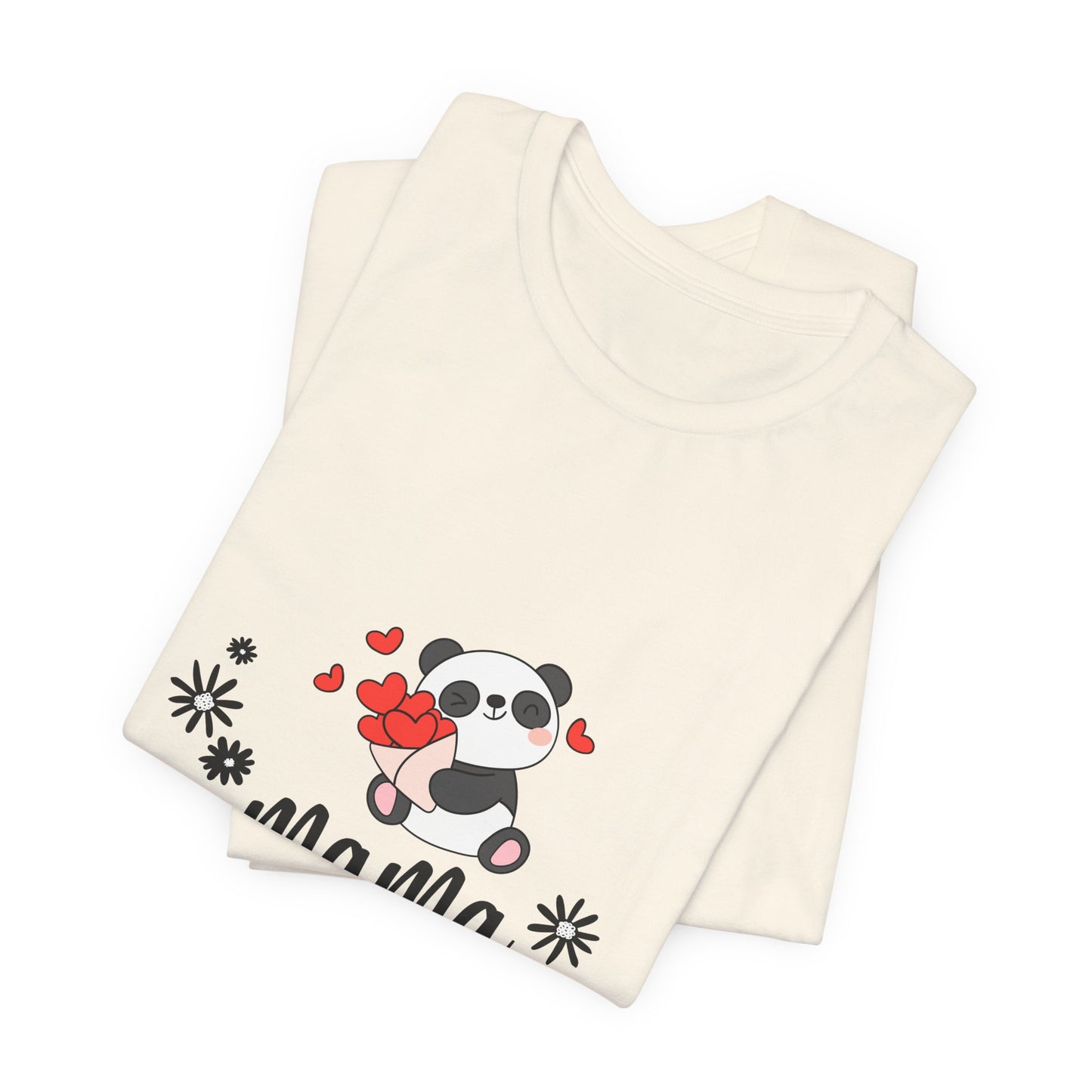 Mama Panda T-Shirt – Cute Mother’s Day Tee with Hearts & Flowers | Kawaii Panda Mom Shirt