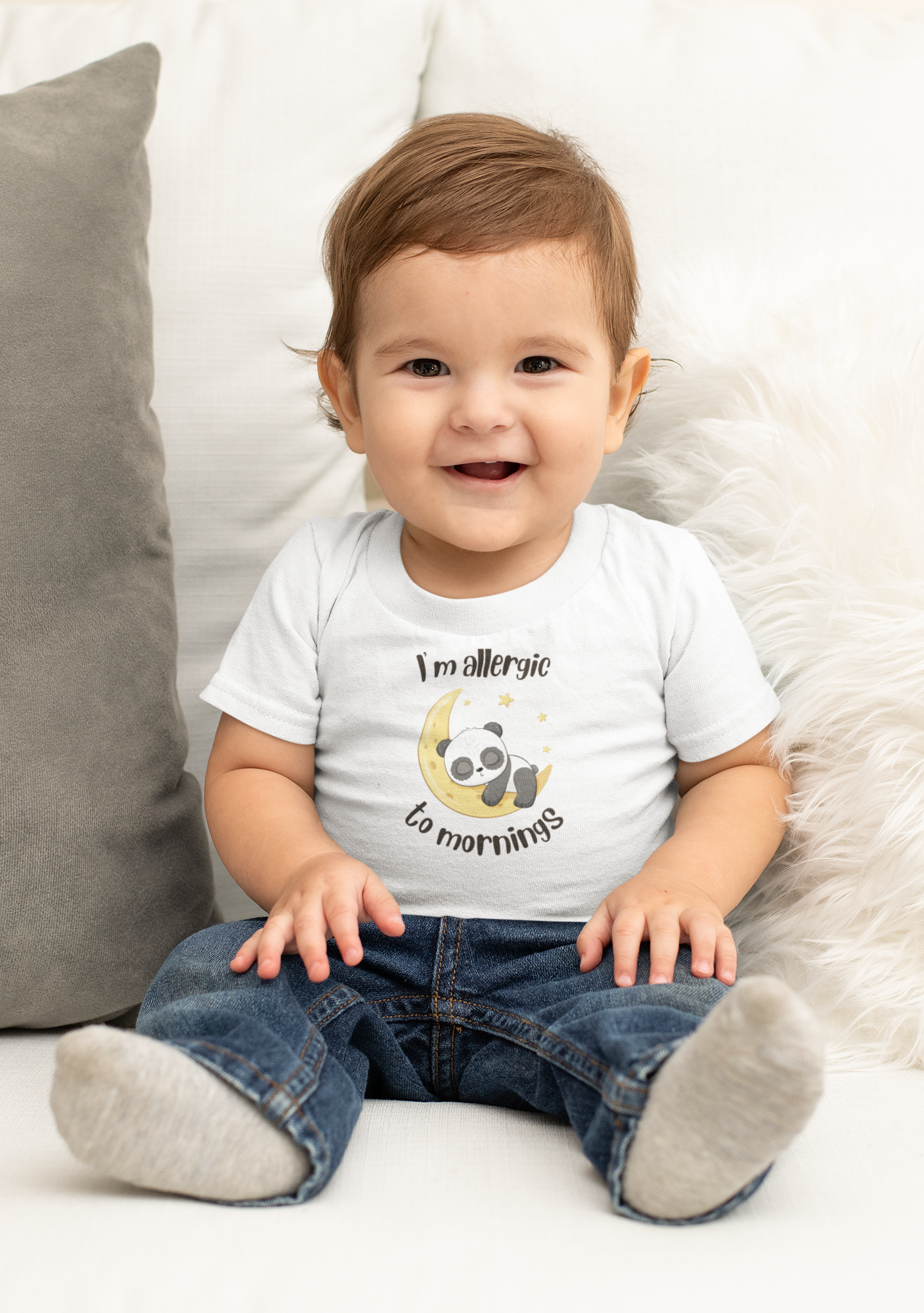 Cute Baby Tee - 'I'm Allergic to Mornings' Top