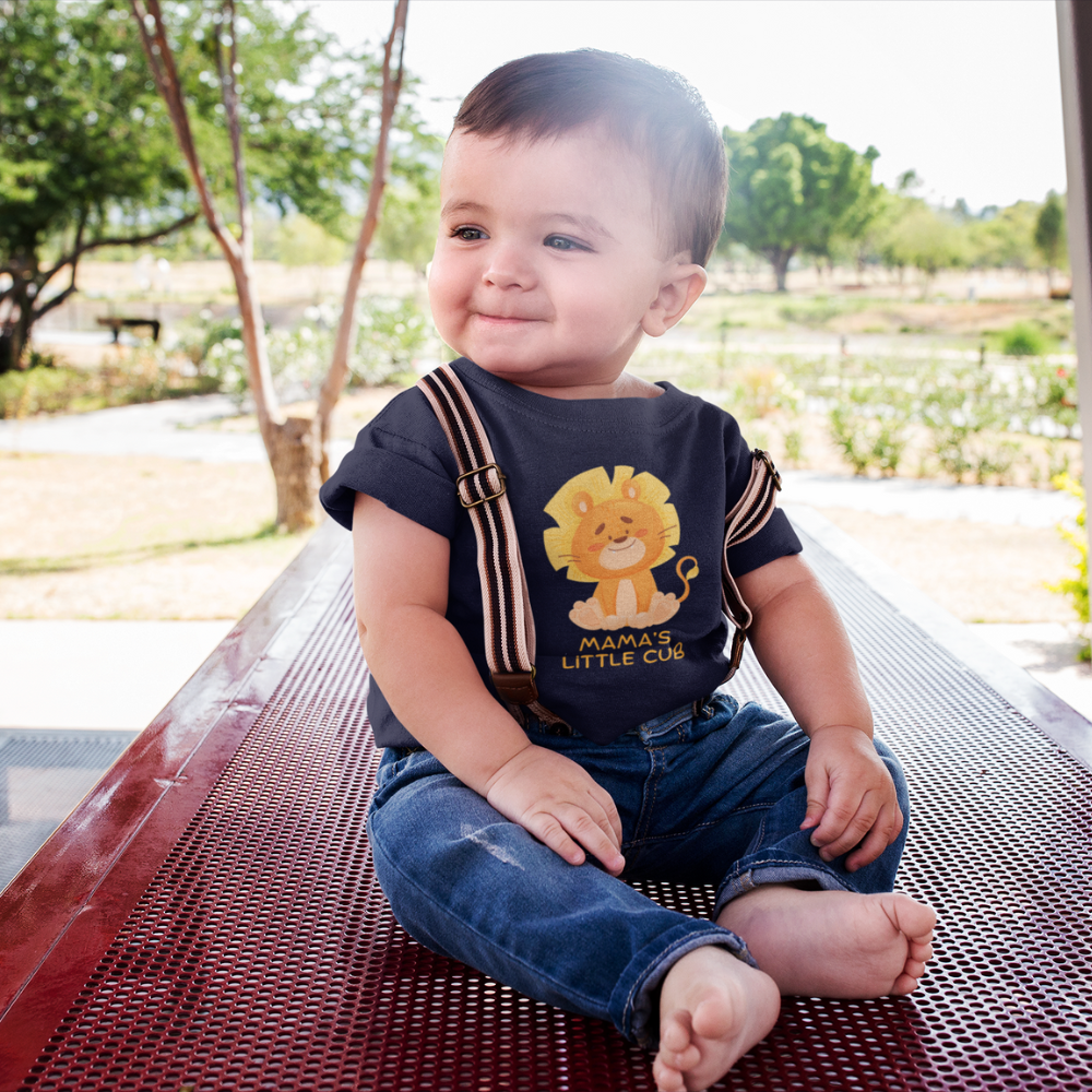 Cute Lion Infant Fine Jersey Tee - 'Mama's Little Cub'