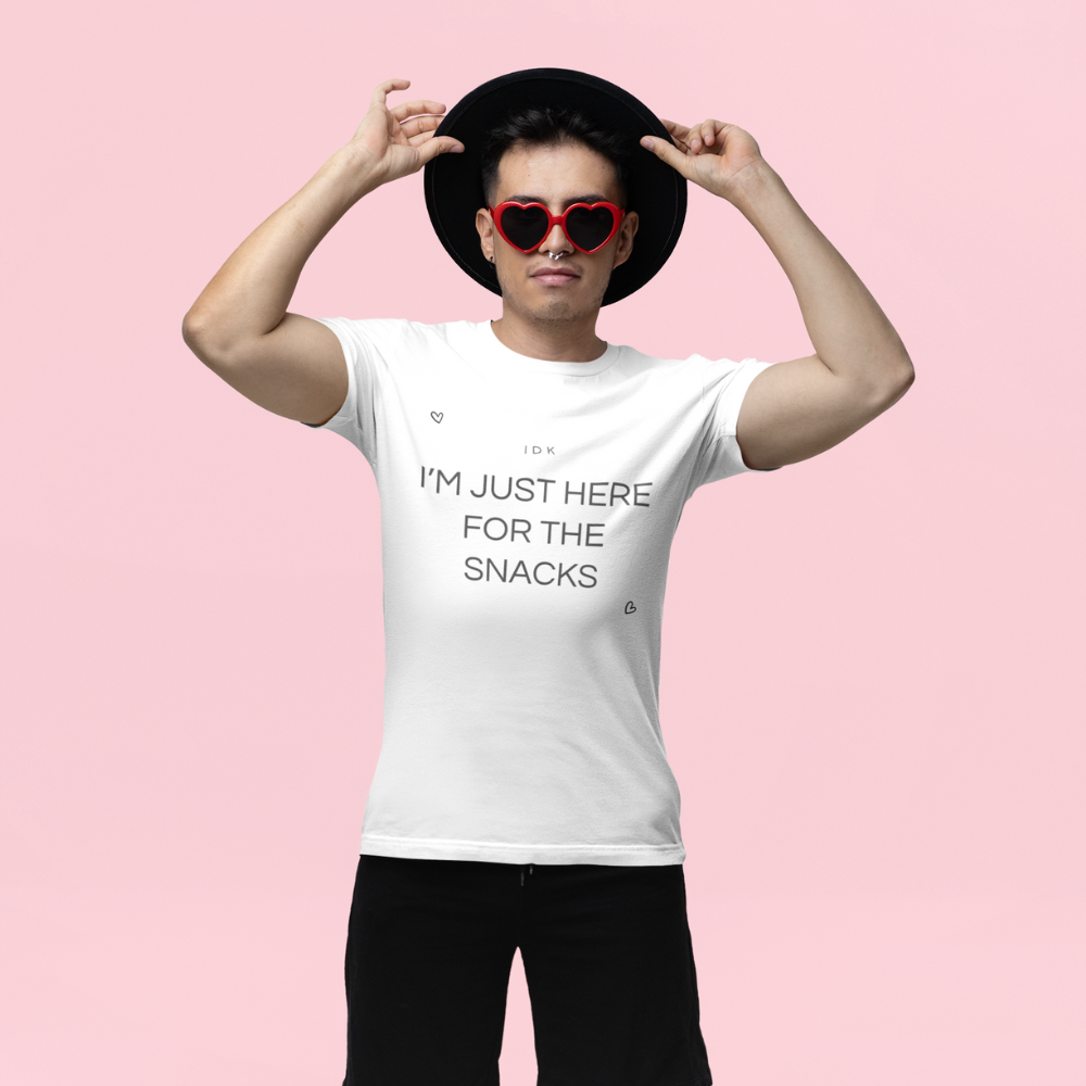 I’m Just Here for the Snacks – Funny Unisex T-Shirt | Casual Party & Chill Tee