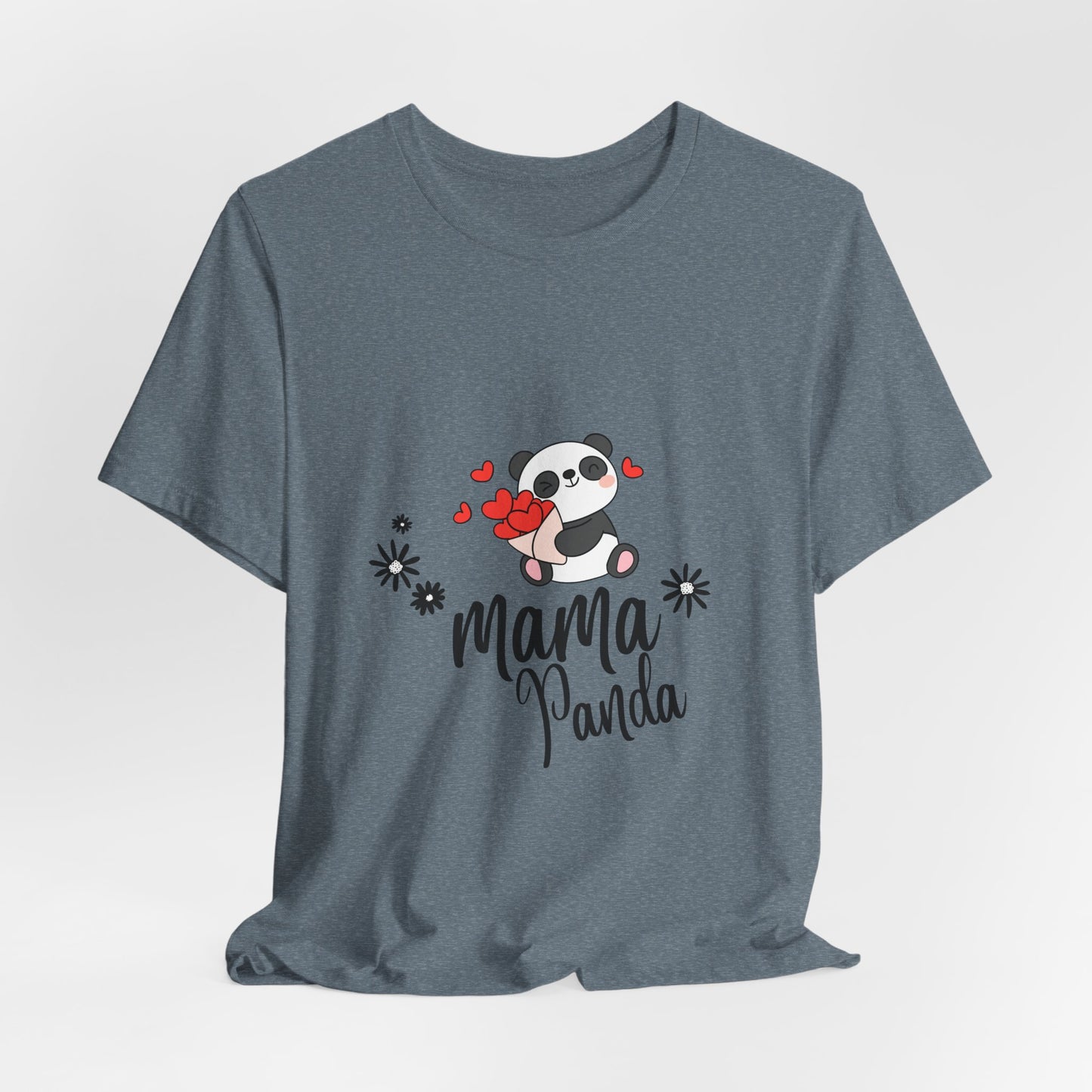 Mama Panda T-Shirt – Cute Mother’s Day Tee with Hearts & Flowers | Kawaii Panda Mom Shirt