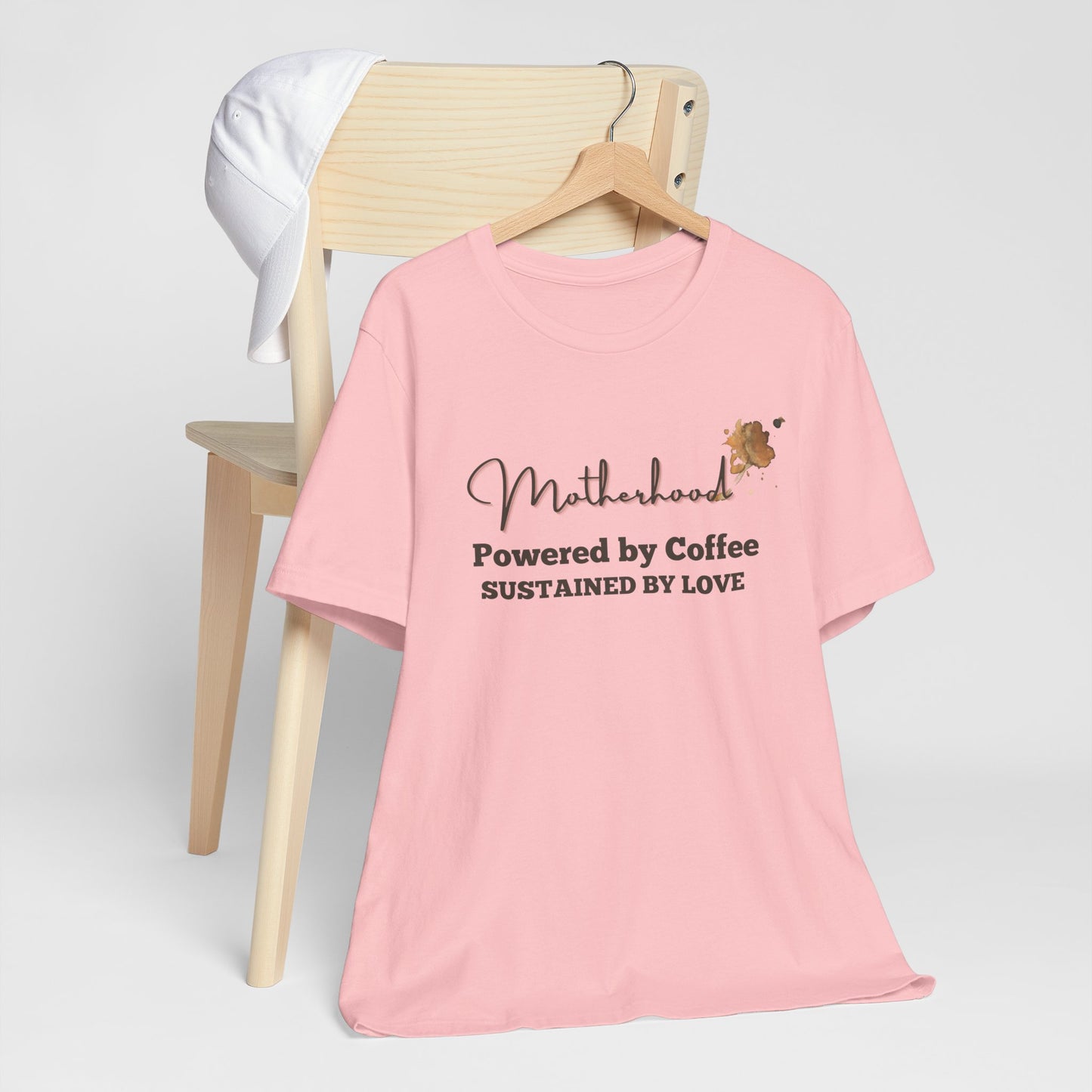 Motherhood T-Shirt – Powered by Coffee, Sustained by Love | Funny Mom Life Tee