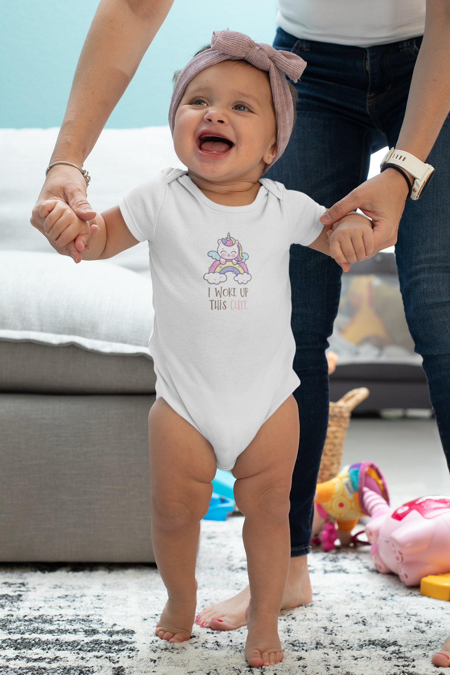 Cute Unicorn Baby Bodysuit - I Woke Up This Cute