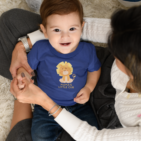 Cute Lion Infant Fine Jersey Tee - 'Mama's Little Cub'