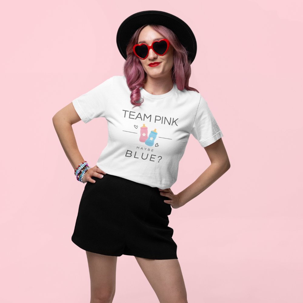Team Pink Maybe Blue? – Gender Reveal T-Shirt | Baby Shower Party Tee
